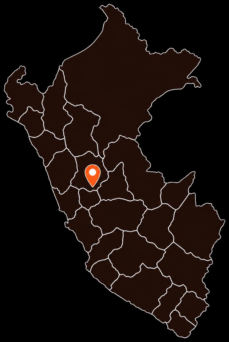 Mapa de Perú con un pin donde encontrar MELT
